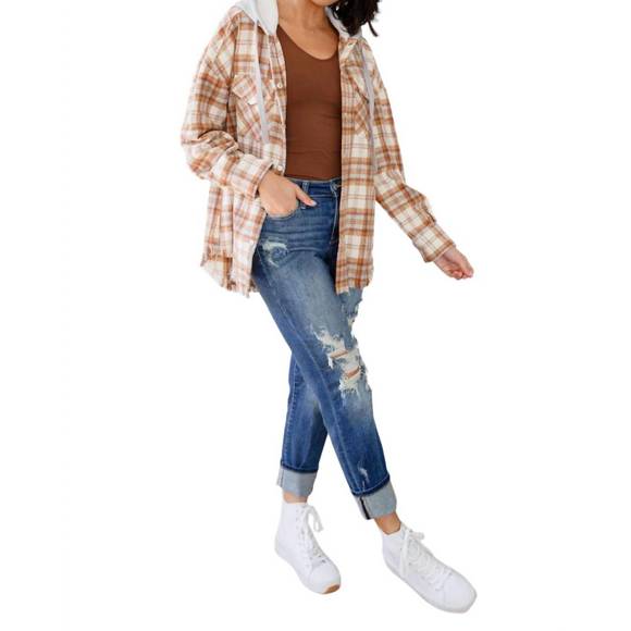 NEW VERY J best of the best hooded shacket in brown - Picture 4 of 8